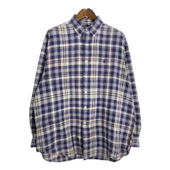 RALPH LAUREN ラルフローレン BLAIRE ボタンダウン 長袖シャツ マドラスチェック ブルー (メンズ XL) 中古 古着 T2251