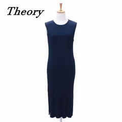 theory セオリー リブ ニットワンピース アシンメトリー ネイビー Theory - Theory ニットワンピース ネイビーの通販 by nami's
