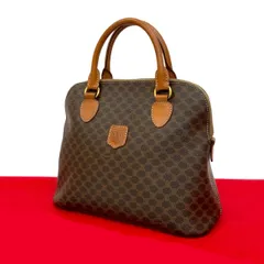 極 美品 CELINE セリーヌ ヴィンテージ マカダム ブラゾン 柄 トリオンフ ロゴ レザー 本革 ハンドバッグ ボストンバッグ ブラウン  931-6