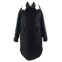 極美品△MONCLER モンクレール 20-21AW HUGON ロゴ アイコンパッチ フード付き ロング ダウンコート ブラック 1 正規品 レディース