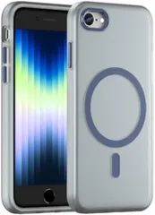 TESTET Magsafe対応iPhone SE3 ケース SE2/8 耐衝撃 半透明デザイン 滑り止め ワイヤレス充電可能 4.7インチ用カバー(ネイビー)