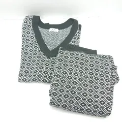 ◇ ⊇ Lull ordinary days ルル 総柄 ニット セットアップ サイズF ブラック レディース E  【1501160042200】