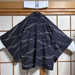 羽織のみ｜黒地×流線模様 シックなモダンデザイン羽織 正絹 メンズ・ユニセックス対応 インナー別売り