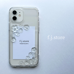 iPhoneケース　ハンドメイド　クリアラメ　フラワー　透明　トレカ　推し活　レジン　iPhone12