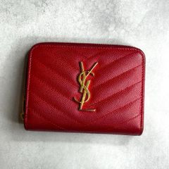 YSL SAINT LAURENT サンローラン / カサンドラマトラッセジッピーウォレット 二つ折り財布 キャビアスキン マトラッセ レッド 403723