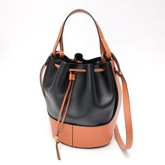 ロエベ / LOEWE　バルーンバッグ ミディアム / ショルダーバッグ　326.75AC30　レザー　ブラック/ブラウン 【中古】 商品番号 S-158199