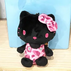 サンリオ ハローキティ ヒョウ柄 ブラック ボールチェーンマスコット ぬいぐるみ キーホルダー