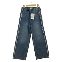 美品  classical elf クラシカルエルフ ×JaVa タグ付き サイドフリンジ ワイドデニムパンツ sizeS/ブルー