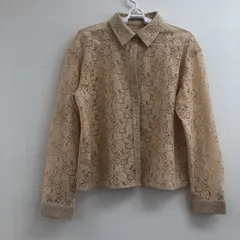【GU】ジーユー　オレンジベージュ　M　ブラウス　長袖トップス　レース　カジュアル