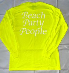 ロンT ロングスリーブ　beach ビーチ　ユニセックス　蛍光イエロー×ホワイト