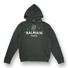 新品 BALMAIN BLACK PRINTED HOODIE プリント スウェット パーカー バルマン AH0JR002　XL 62719Aのサムネイル