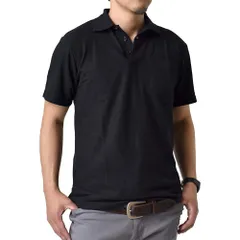 ポロシャツ  《半袖ブラック》 新品 未使用 形態安定 涼しい ドライ シンプル 無地 鹿の子 クールビズ 【B9Z】【ゆうパケット】 ファッション メンズ トップス 