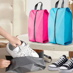 ジッパー付き 防水ナイロンシューズバッグ 収納 防塵 ナイロン シューズバッグ メンズ レディース キッズ シューズケース 靴入れ スポーツ 上履き入れ 無地 シンプル