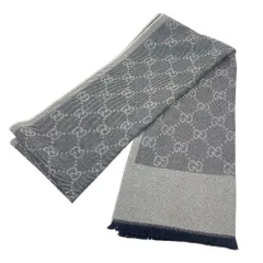 GUCCI グレー マフラー 極美品 GUCCI グッチ ストール マフラー メンズ レディース 男女兼用 GG