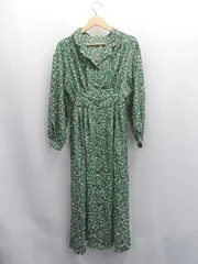 ◇ ⊂ natural couture ナチュラルクチュール 総柄 長袖 膝下丈 ワンピース サイズF グリーン系 レディース E  【1504240028866】