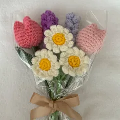 枯れない花　ピンク　紫　編み物　毛糸の花束　ブーケ　花束　誕生日