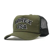 アヴィレックス キャップ AVIREX HEAD WEAR KING SIZE MESH CAP USA 帽子 ワークキャップ メンズ レディース アビレックス 14308600 カーキ(35)