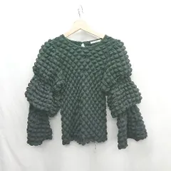 ◇ ⊇ SLY スライ フローティングジャガード パフスリーブ 長袖 カットソー サイズFREE ブラック レディース E  【1412090005664】