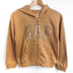 ギャップ パーカー トップス フロントロゴ スウェット ジップアップ 裏起毛 キッズ 女の子用 XXLサイズ ブラウン GAP 【中古】