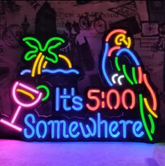 It's 5 O'clock somewhere ネオンサイン、ココナッツツリーLEDサイン インテリア ネオンサイン  ガレージ