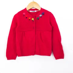 ファミリア カーディガン トップス 長袖 コットン ウール キッズ 女の子用 100サイズ ピンク Familiar 【中古】