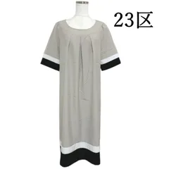 23区 レディース ロングワンピース　フォーマルワンピース  夏　半袖 グレー ホワイト ネイビー  無地 44号 大きいサイズ