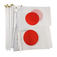 国旗 販売 小旗 サイズ 日章旗 棒付き 旗 8号サイズ（約21cm×14cm） デザイン 10点セット ミニ ミニフラッグ 応援 日の丸 スポーツ 日本国旗 小 NODE] 歓迎 [F