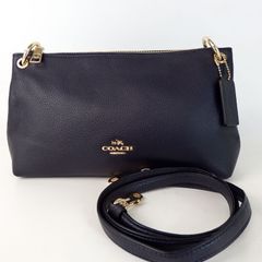 １円スタート 【COACH】コーチ ショルダーバッグ F55661 ショルダーバッグ ネイビー ゴールド金具 レディース【中古】8-3 41026