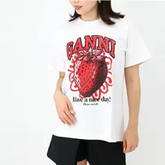 GANNI ファッション イチゴパターンプリント ガニー コットン 半袖Tシャツ 新品未使用 GANNI ファッション イチゴパターンプリント ガニー