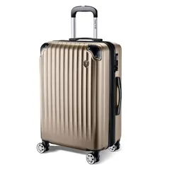 スーツケース キャリーケース キャリーバッグ 拡張機能付 耐衝撃 超軽量 大型 静音 ダブルキャスター TSAローク搭載 ファスナータイプ 旅行 ビジネス 出張 (Sサイズ/機内持込（1-3泊）, シャンパンゴールド)