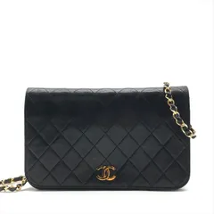 良品 CHANEL シャネル ココマーク マトラッセ チェーン ショルダー バッグ プッシュロック ラムスキン レディース ブラック カバン a8839