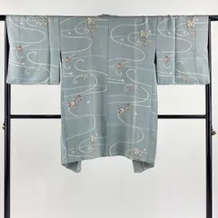 羽織 身丈95cm 裄丈66.5cm M 桜 疋田柄 水色 正絹 逸品 【中古】
