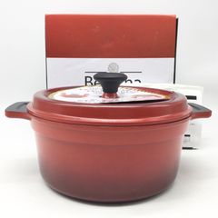 5171 【未使用】Bellfina ベルフィーナ 無水調理鍋 22cm 無水調理パン A-77909 赤 ディンプル加工 箱開封済 IH対応 フライパン 深型 鍋