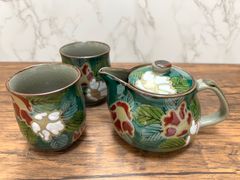 榕原（がじゅばる）陶房 仲村実 深皿 ポット 茶碗 フリーカップ 4点セット 榕原（がじゅばる）陶房 仲村実 深皿 ポット 茶碗 フリーカップ 4点