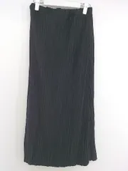 ◇ Samansa Mos2 blue プリーツ ウエストゴム ロング フレア スカート サイズF ブラック レディース P  【中古】 【1212070002917】