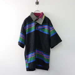 2023SS カラー kolor SHORT-SLEEVED PIQUE/COLLAR ポロシャツ 2＼ブラック アシンメトリー 変形 ボーダー メンズ【2400014581676】のサムネイル