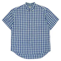 オールドギャップ OLD GAP 00s Y2K 2000年代 S/S 3点留め ボタンダウンシャツ BD 半袖 旧タグ USA ヴィンテージ アメリカ 古着 メンズ シャツ ブルー系 チェック柄 L【中古】