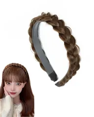 カチューシャ 三つ編み ヘアバンド ヘアアクセサリー かわいい 自然 おしゃれ 前髪 ウィッグ ヘアアレンジ ヘアアクセ 簡単 (ライトブラウン, フリーサイズ) [ライトブラウン] [フリーサイズ]