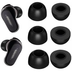 A-Pcas 低反発 イヤーピース Bose QuietComfort Earbuds II用 ウレタン製イヤーピース 記憶フォームイヤーチップ Fit in the Case 遮音性 フィット感 装着感向上 S/M/L 3ペアセット ブラック (214QC2