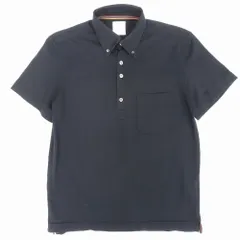 Paul Smith ポールスミス カノコ 鹿の子 ポロシャツ 半袖 ボタンダウン ストライプ テープ トップス M ブラック メンズ 【中古】