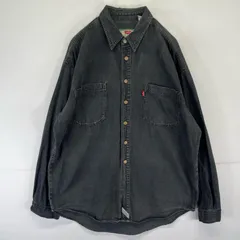 古着 リーバイス Levi's 長袖シャツ デニムシャツジャケット 胸ポケット ボタンフライ L  ブラック メンズ