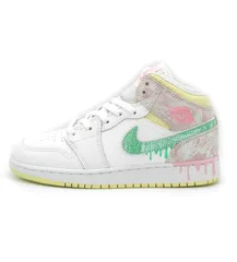 ナイキ NIKE 【 GS AIR JORDAN 1 MID Paint Drip DD1666 100 】 エア ジョーダン 1 ミッド ペイント ドリップ スニーカー　h1171