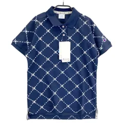 サイズ：L CHAMPION GOLF チャンピオンゴルフ  半袖ポロシャツ ロゴ総柄 ネイビー系 [240101459564] ゴルフウェア レディース ストスト