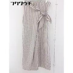 ◇ ◎ URBAN RESEARCH ROSSO リボン付き ストライプ ハイウエスト ワイドパンツ サイズ F ベージュ ネイビー レディース  【中古】 【1110290006497】