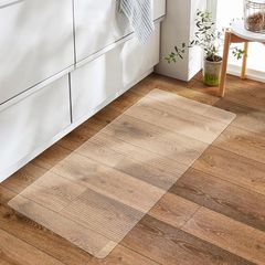キッチンマット PVC 45×90cm 厚さ1.5mm 透明マット ソフト 撥水 おしゃれ 汚れ防止 お手入れ簡単 床暖房対応 滑り止め クリアマット 台所マット 透明マット (90*45cm) 0