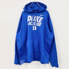 古着 used　NIKE　ナイキ　長袖プリントパーカー　ラクロス　DUKE大学　レトロデザイン　青　ブルー　XLサイズ
