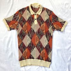 美品 クリームソーダ アーガイル ニットポロシャツ XL 白 ホワイト