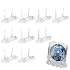 【クーポン有】小物や携帯などの展示 表彰 バッジ コイン 収納ケース 缶バッジ 透明 透明 卓上 コレクションラック 収納 スタンド 展示 展示 ディスプレイ メダル台座 カード台座 コレクション棚 台座 陳列棚 アクリル 10個セット ディスプレイスタンド