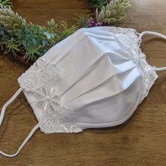 再販×4✢不織布マスクカバー✢インナーマスク　ケミカルレース　さらし1枚仕立て