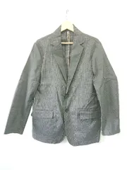 ◇ ⊇ トウキョウラン チェック柄 軽量 長袖 テーラードジャケット サイズLL チャコールグレー ブラック系 メンズ E  【1507100015204】